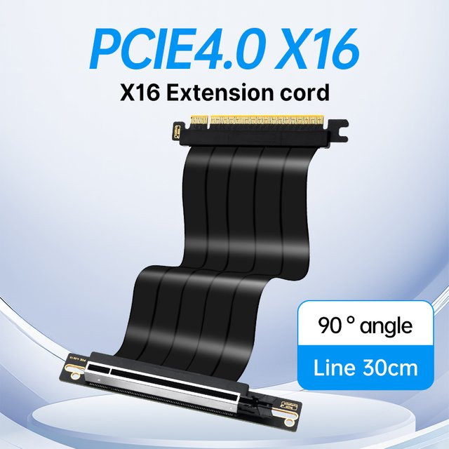 FENVI PCIe 4.0 GPU X16 Riser Verlängerungskabel mit 90 Grad Winkel in Schwarz - Bild 1