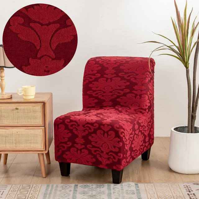 S-EMIGA Armloser Stuhlbezug in Rot mit Jacquard-Muster aus Polyester und Elasthan-Stretch - Bild 1