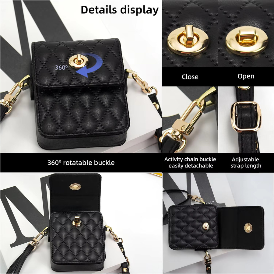 Modische Brieftasche mit Umhängeband als Handyhülle für Samsung Galaxy Z Flip 7, 6, 5, 4 und 3 in Schwarz - Bild 4