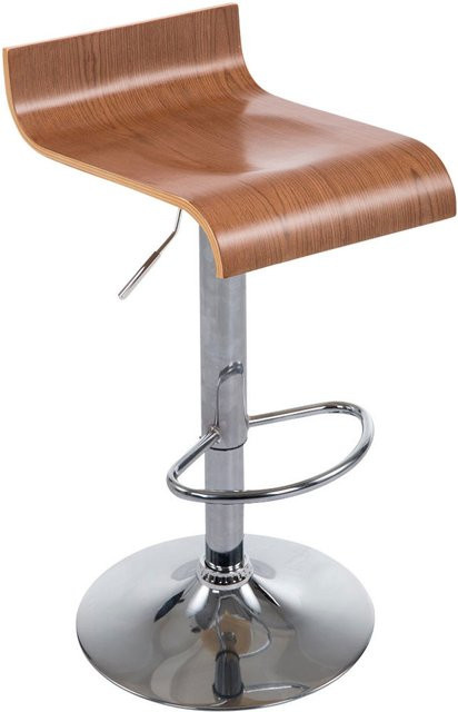TPFLiving Barhocker Wullf mit Walnuss Holzsitz und Chrom Metallgestell in Silber und Braun - Bild 1