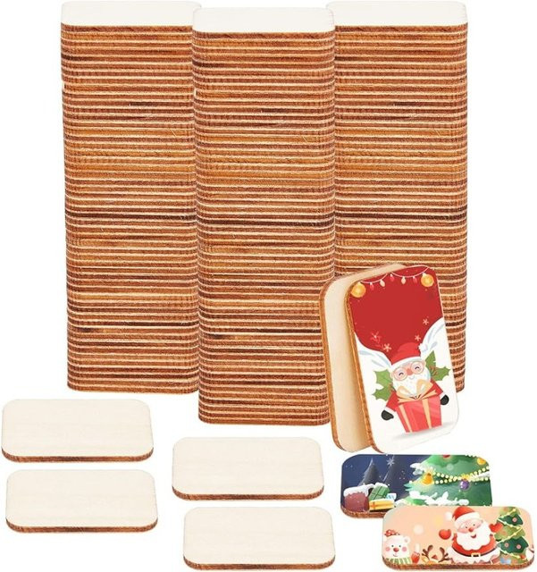 150 Stück unlackierte Holzstücke als Bastelbedarf für Brandmalerei und Ornamente, B/T: 1,3 x 1,9 cm - Bild 1
