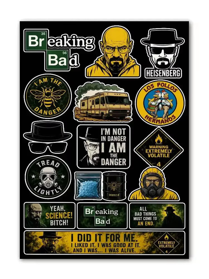 B-Breaking B-Bad Ästhetische Graffiti-Aufkleber aus wasserfestem PVC in Multicolour für Motorrad, Skateboard, Auto und Helm, B/H: 20 x 30 cm - Bild 3