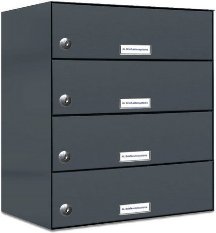 AL Briefkasten-System für 4 Parteien mit Zaundurchwurf, grau, B/H/T: 153,326 x 46,0 x 27,5 cm - Bild 1