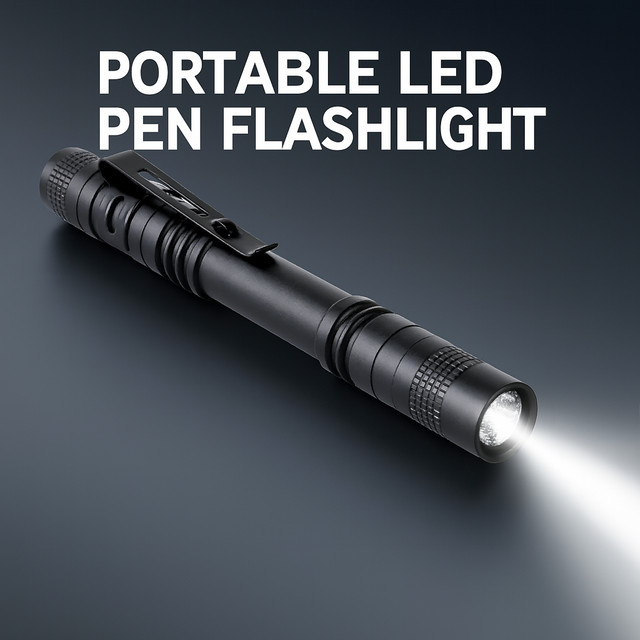 ZHIYU Mini-LED-Stift-Taschenlampe aus Aluminium in Schwarz mit Clip für Outdoor, Camping und Notfälle - Bild 1