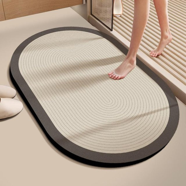 Yiran Furniture Badezimmer-Fußmatte beige gestreift, B/T: 60 x 40 cm, saugfähig und rutschfest - Bild 1