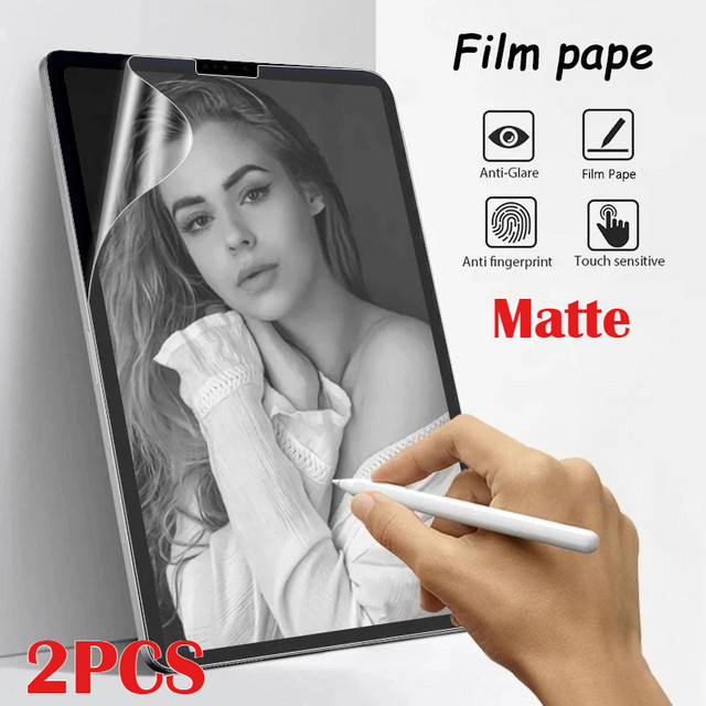 2 Stück matte Papier-Displayschutzfolie aus PET für iPad Pro, Air und Mini, blendfrei für natürliches Malen, transparent - Bild 1