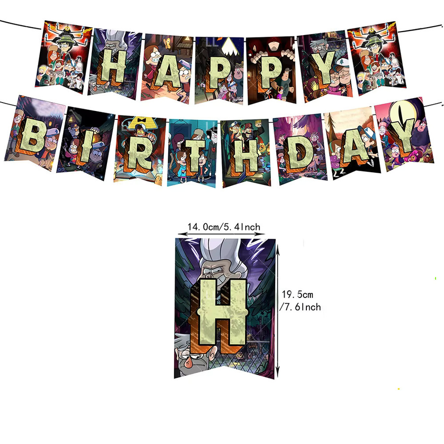 Potdemiel Gravity Falls Themen-Set, Ballons, Tortendekoration, Banner, Zubehör, Foto-Requisiten - Bild 2
