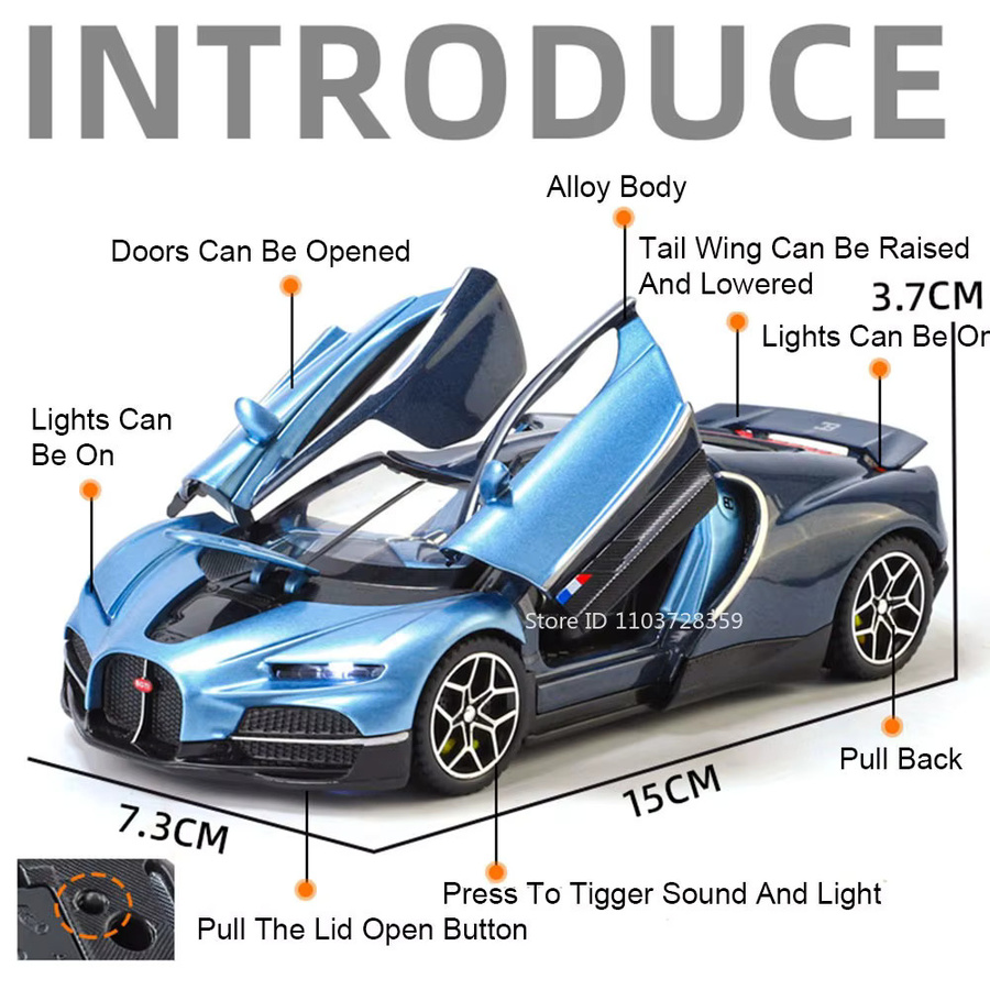MAKEDA Tourbillon Bolide Modell Sportwagen, 1:32, Metall, mit Licht und Sound - Bild 2