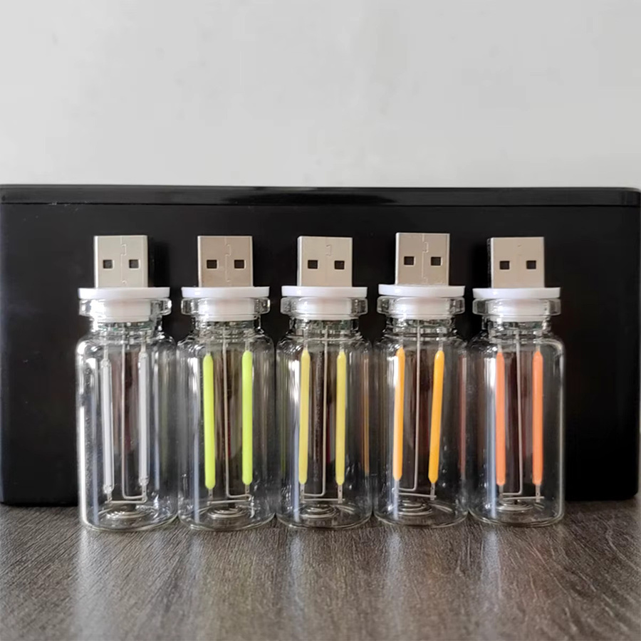 YORYZENG Retro LED Filament Nachtlicht mit USB-Anschluss, dimmbar, Mini Glühbirne in Rosa und Rot - Bild 3
