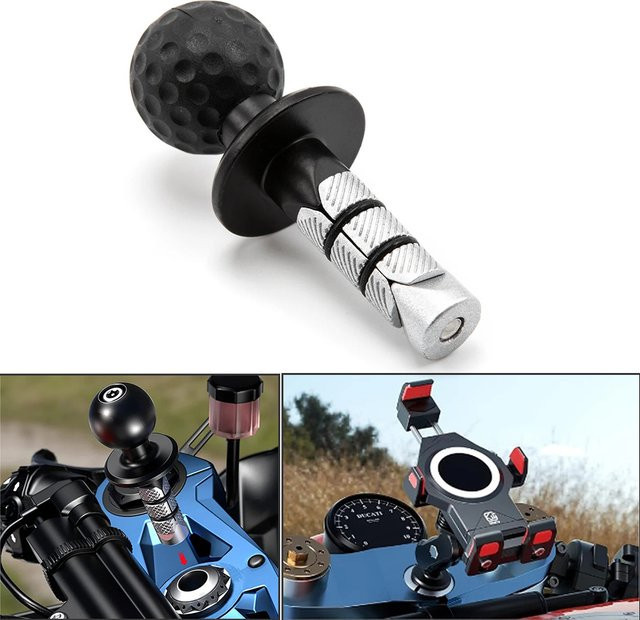 Universal Kugelkopf Metall-Halterung für Motorrad und Fahrrad in Schwarz mit 25mm Gabelschaft-Basis für GoPro und Handyhalterung - Bild 1