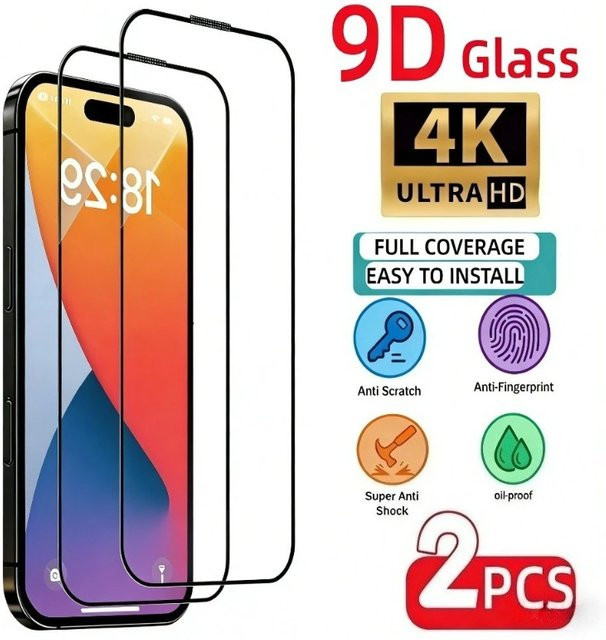 SnakeGlass 2er-Pack Panzerglas Displayschutzfolie für iPhone 17 16 15 14 13 12 11 Pro Max Plus Air Mini transparent und kratzfest - Bild 1