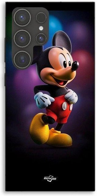 MANIACASE Handyhülle für Samsung Galaxy S24 Ultra mit Mickey bunte Ballons Design aus Silikon TPU in Schwarz und Multicolour - Bild 1