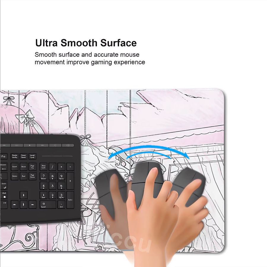 Riccu Anime Kawaii Mädchen Mauspad Rosa Große Rutschfeste Gaming Matte für PC und Büro - Bild 3