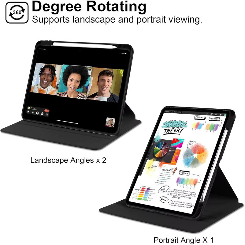 Stoßfeste 360-Grad-Standhülle für Apple iPad in Schwarz - Bild 6