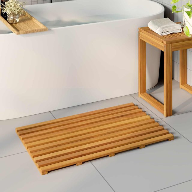 Badezimmerteppich Yiwydaa in Braun mit Holzoptik, B/T/H: 80 x 48 x 2,5 cm - Bild 1