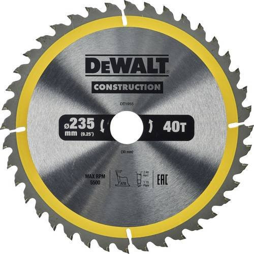 DeWalt Kreissägeblatt DT1955-QZ, Farbe: Silber, Durchmesser: 235 mm, Zähne: 40 WZ - Bild 1