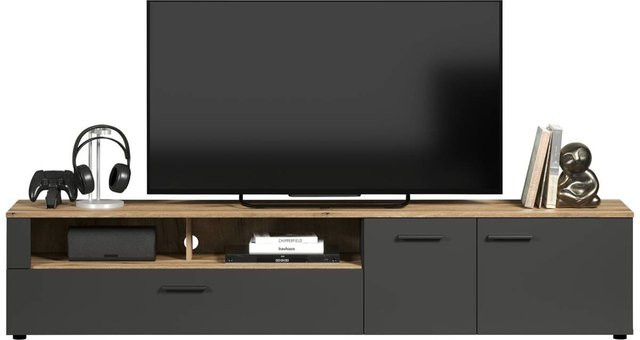 TV-Lowboard Esteban Evoke Coast in Anthrazit und Eiche Nachbildung B/H/T: 210 x 43 x 41 cm - Bild 1