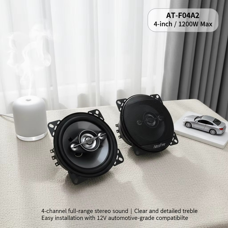 AiteFeir 4-Zoll Koaxiallautsprecher Super Heavy Subwoofer mit Hochtöner und Staubschutzgitter, 4-Wege-Mehrkanal, Schwarz - Bild 2