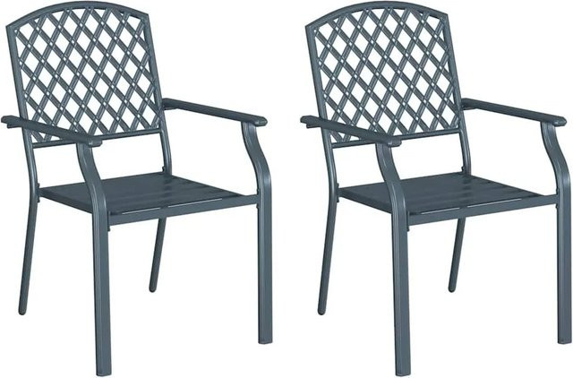 Furnicato Gartenstuhl Set aus 2 Stück in Anthrazit aus Stahl, modern und stapelbar, B/T/H: 56 x 65 x 89 cm - Bild 1
