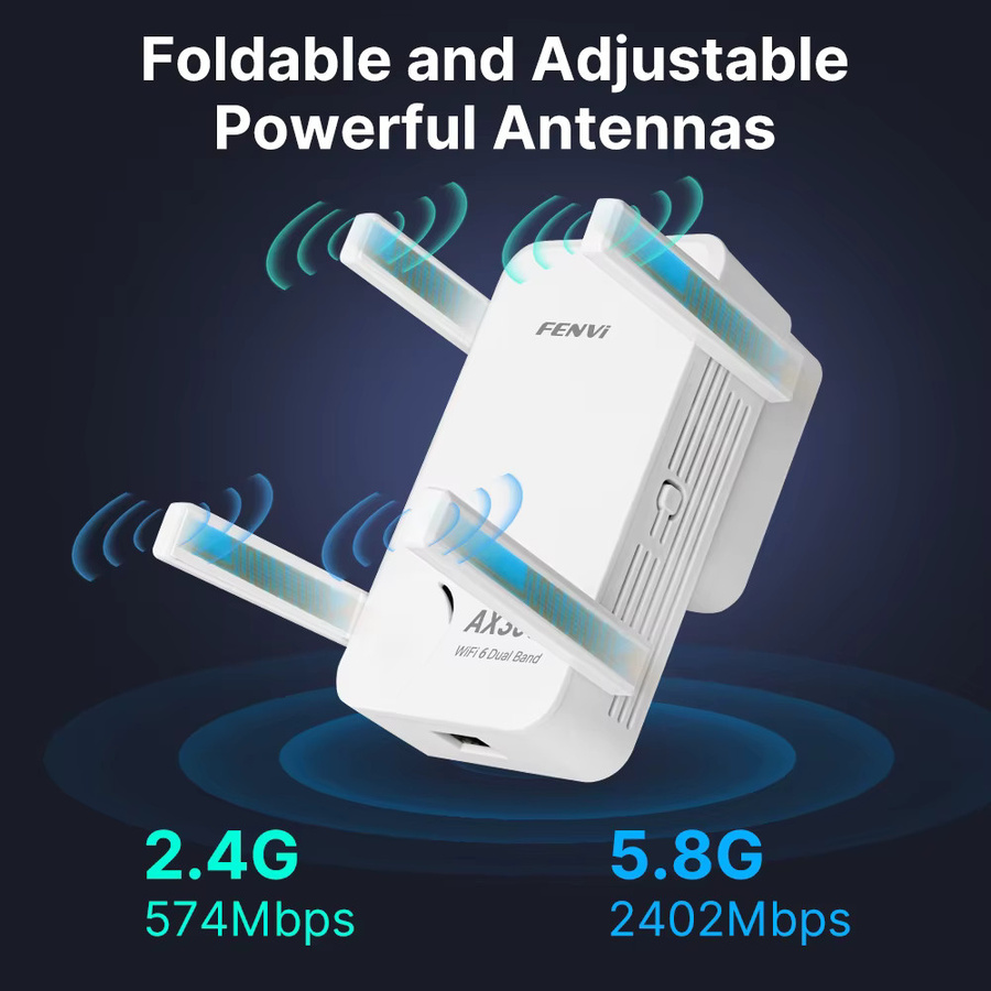 DERAPID WiFi 6 AX3000 Wireless Repeater Dual Band 2,4/5 GHz Signal Booster in Weiß - Bild 4