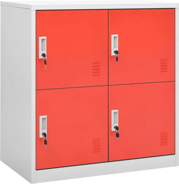 vidaXL Schließfachschränke aus Stahl, 5 Stück, Hellgrau und Rot, B/T/H: 90 x 45 x 92,5 cm - Bild 1