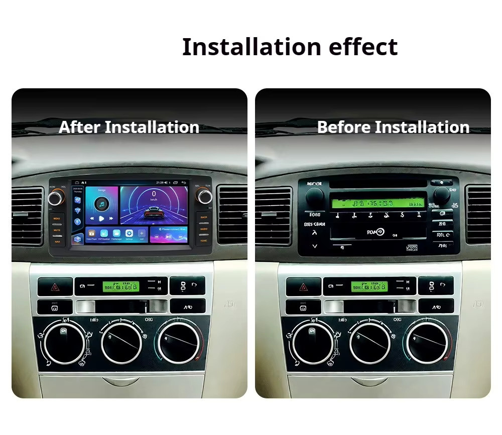 Android Autoradio für Toyota Corolla E120 2003-2006 mit 7 Zoll Touchscreen, Multimedia-Player mit GPS, Carplay und Auto Audio in Schwarz - Bild 2