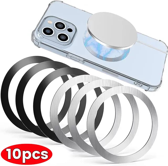Selbstklebender magnetischer Metallring aus Eisenblech für Apple iPhone 15, Farbe: Silber oder Weiß - Bild 1