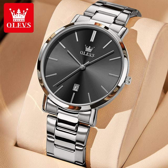 OLEVS Armbanduhr, Quarz, Edelstahl, Schwarz, Herren - Bild 1
