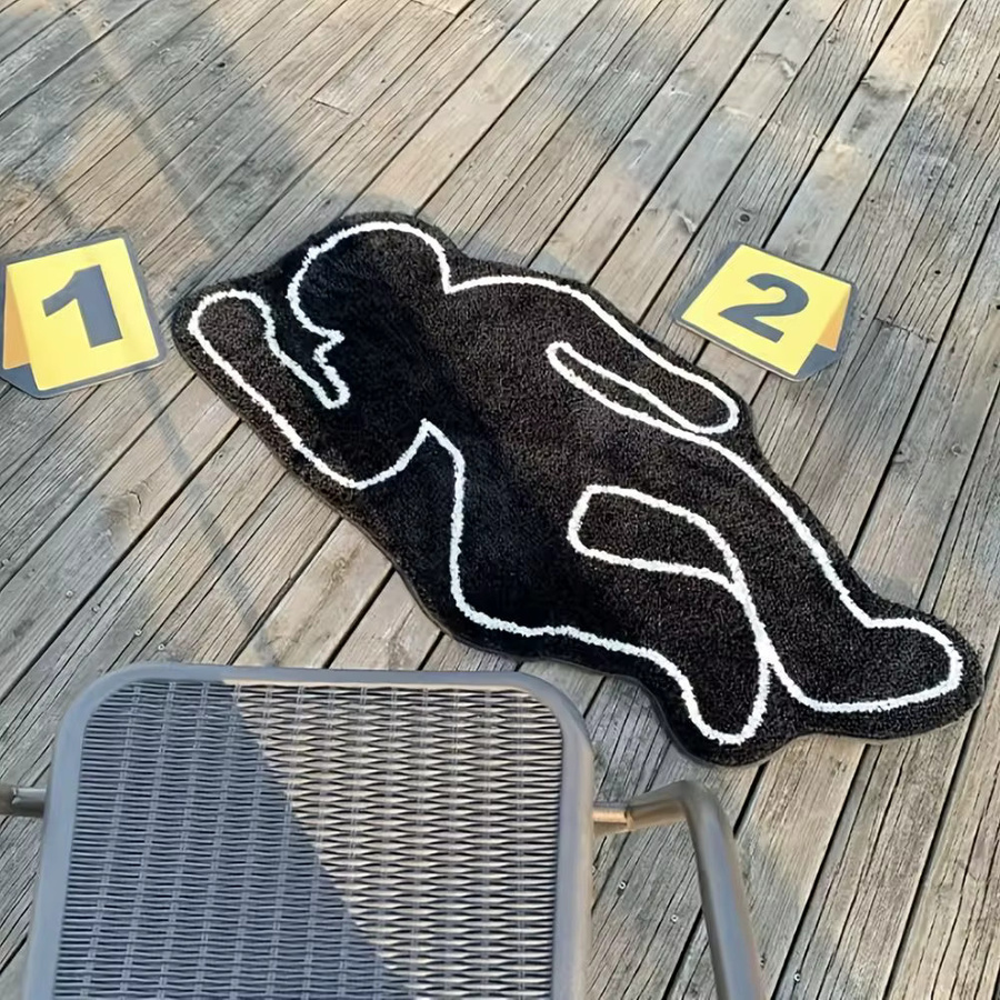 VIKAMA Plüsch-Humanoid-Teppich in Schwarz, waschbarer Kunstfell-Teppich mit abstraktem Schattenmotiv für Wohnzimmer und Schlafzimmer - Bild 5