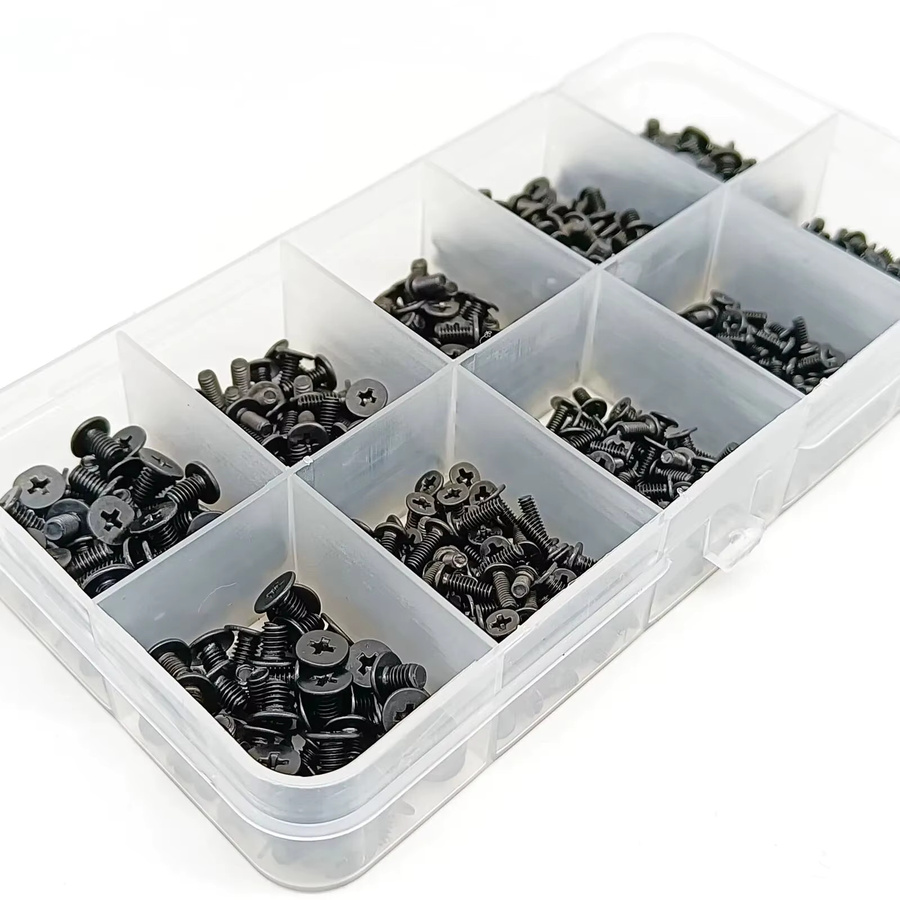 HZYUEGOU Laptop Schrauben Set aus Stahl, 800 Teile Mix Sortiment in Schwarz, Phillips Kreuzschlitz, Wafer Kopf, M2 M2,5 M3 - Bild 2