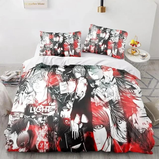 Death Note Bettwäsche-Set von JMG Household Supplies mit 3D-Anime-Print, Schwarz, B/H: 140 x 200 cm - Bild 1