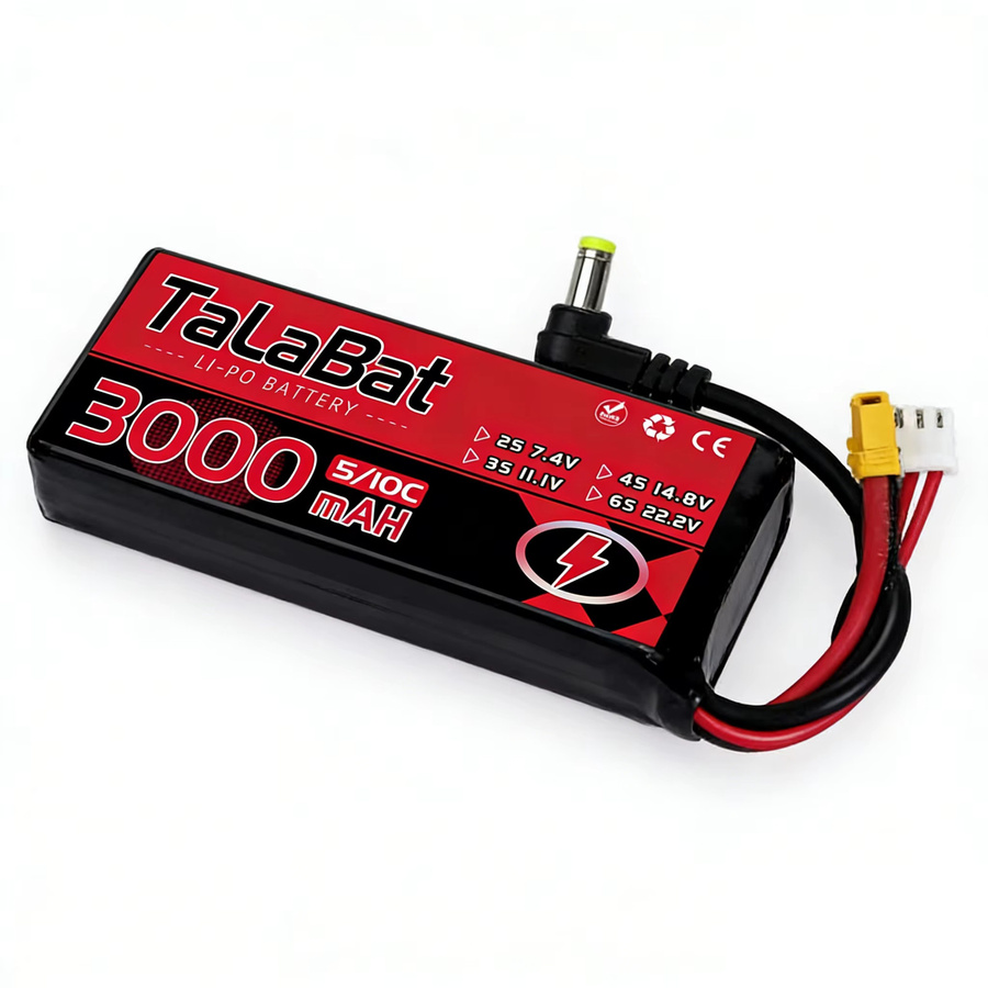 TaLaBat LiPo Batterie 3000mAh 2S 7,4V 5C mit Power Anzeige für FPV Brillen und RC Drohnen - Bild 2