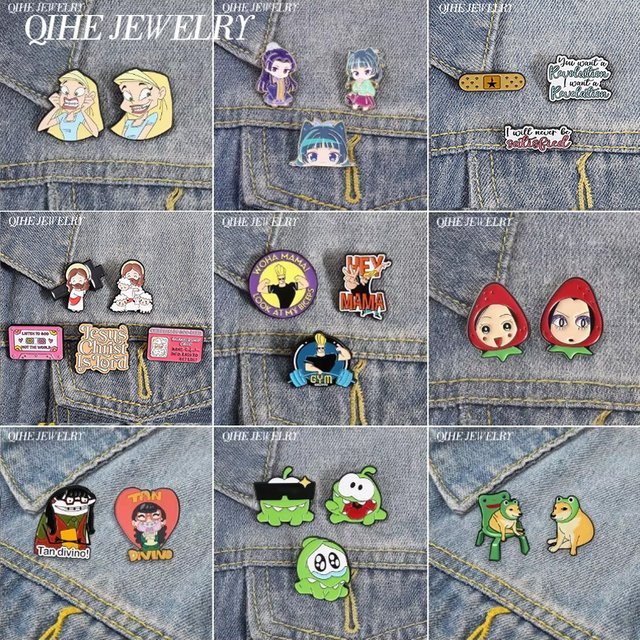 QIHE JEWELRY Emaille-Anstecknadeln, Anime-Figuren, Unisex - Bild 1