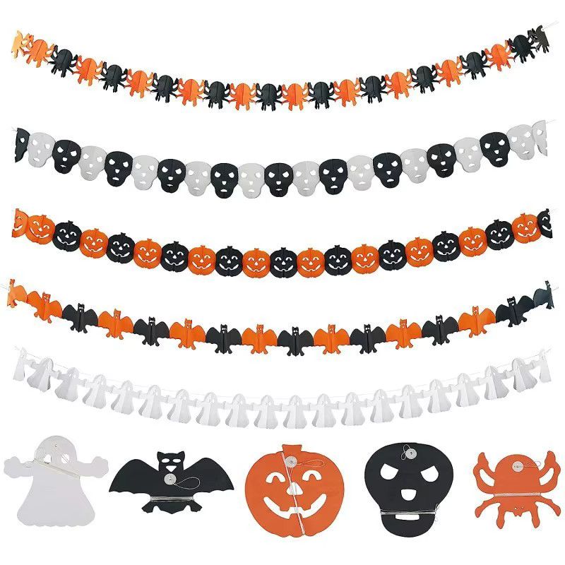 3M Halloween-Dekoration aus Öko-Papier mit Kürbis, Fledermaus und Spinne in Schwarz-Orange - Bild 6