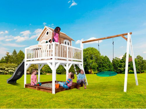 Axi Liam Spielturm aus Holz mit Summer Nestschaukel und Rutsche, B/H/T: 613 x 291 x 277 cm, Braun/Weiß/Grau - Bild 2