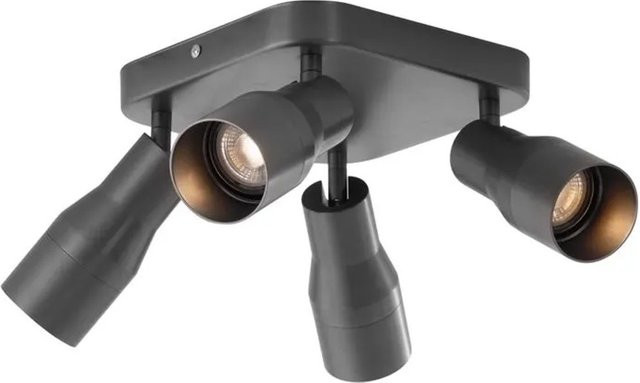 QAZQA Stanley Deckenstrahler Gunmetal, 4-flammig, quadratisch, GU10 Fassung - Bild 1