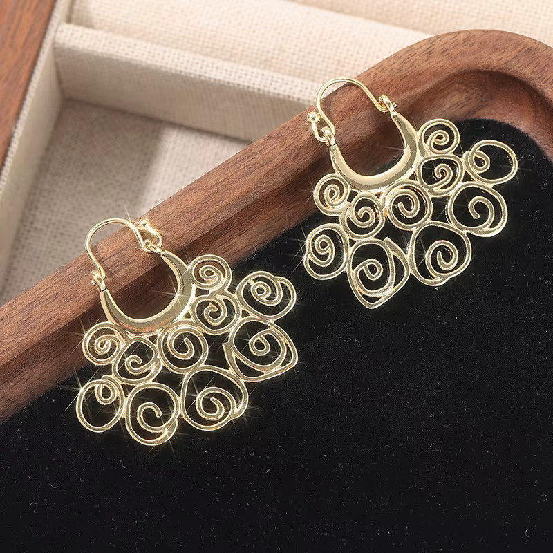 YoYo Anhänger-Ohrringe, Gold, Vintage, Damen - Bild 2