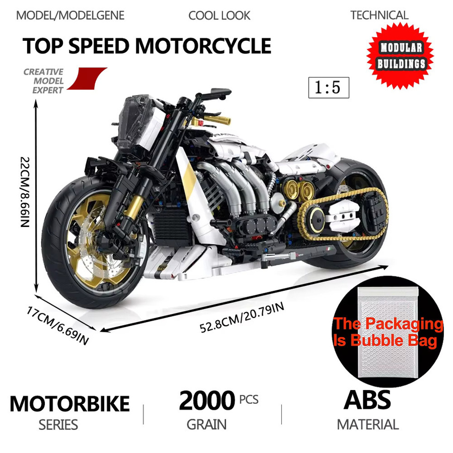 Raceforge Top Speed Motorrad, Modell Bausteine, 1:5 Größe - Bild 4