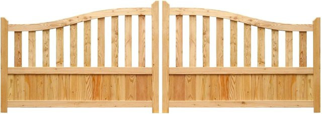 GartenLand Doppeltor Vorgartenzaun GRAZ Gebogen aus Lärche Holz in Braun B: 300 cm, H: 105 cm - Bild 1