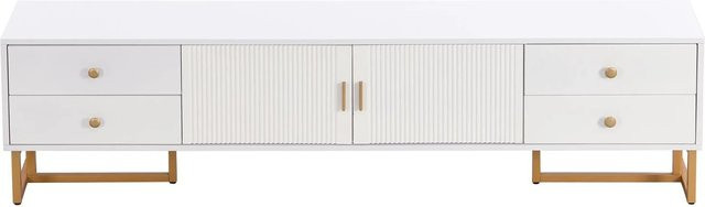 okwish TV Schrank mit Schubladen in Weiß und Gold, modernes Design für dein Wohnzimmer, B/T/H: 175 x 30 x 46 cm - Bild 1