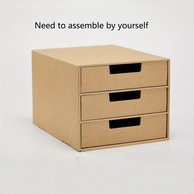 Nest Space Büro Ablagebox mit 3 Schubladen für Schreibwaren und Akten, Beige - Bild 1
