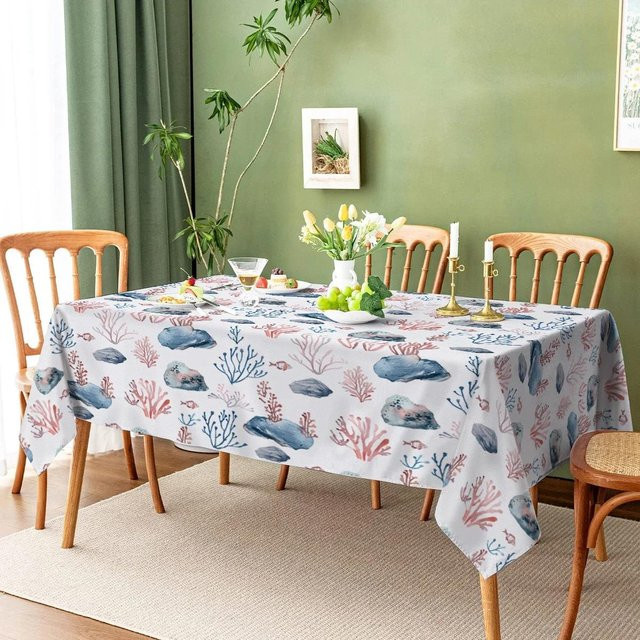Runde Polyester-Tischdecke von JINGYUE Pet mit grünem Ananas- und tropischem Blättermuster, wasserabweisend und waschbar, Durchmesser: 100 cm - Bild 1