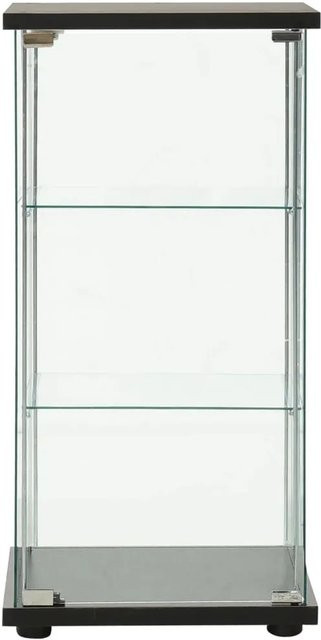 vidaXL Vitrinenschrank mit Glastüren in Schwarz und transparenten Glaseinsätzen, B/T/H: 86,0 x 36,5 x 36,5 cm - Bild 1