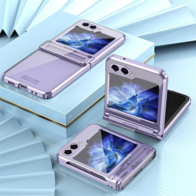 Ultradünne Samsung Galaxy Z Flip 5 5G Schutzhülle mit Scharnier und Kameraschutz in Lila - Bild 1