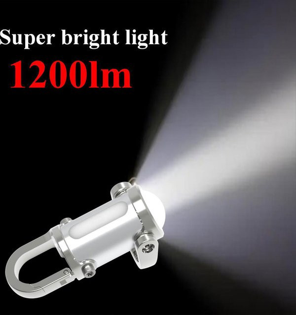 Wiederaufladbare Outdoor-Mini-Taschenlampe mit 1200 lm, superhelle LED-Schlüsselanhänger-Taschenlampe mit Typ-C-Anschluss und 850 mAh Akku, wasserdicht, in Schwarz und Weiß - Bild 1