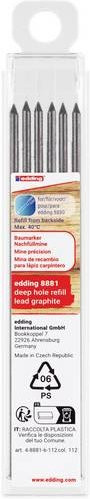 Edding Ersatzminen Graphit für Tiefloch Baumarker, 6er-Pack, Strichstärke 1-3 mm, Schwarz und Grau - Bild 1