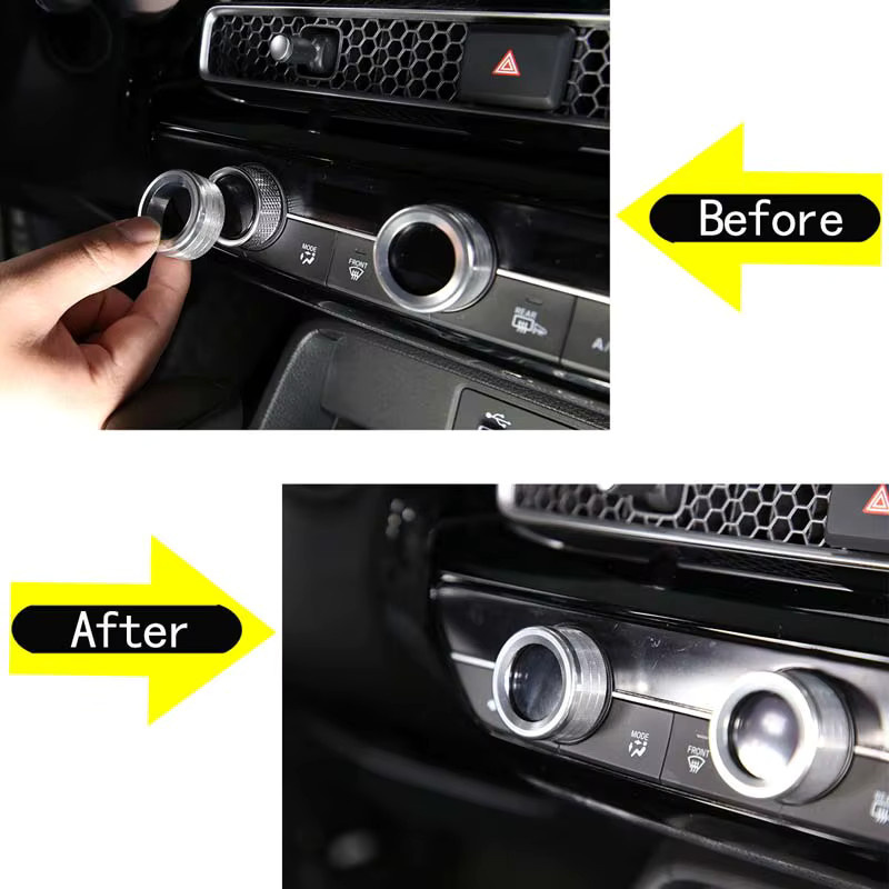 Suetlcoity Mittelkonsolen-Lautstärkeregler-Zierring aus Aluminiumlegierung für Honda CRV, Klimaanlagen-Drehknopf-Zierring Autozubehör - Bild 4