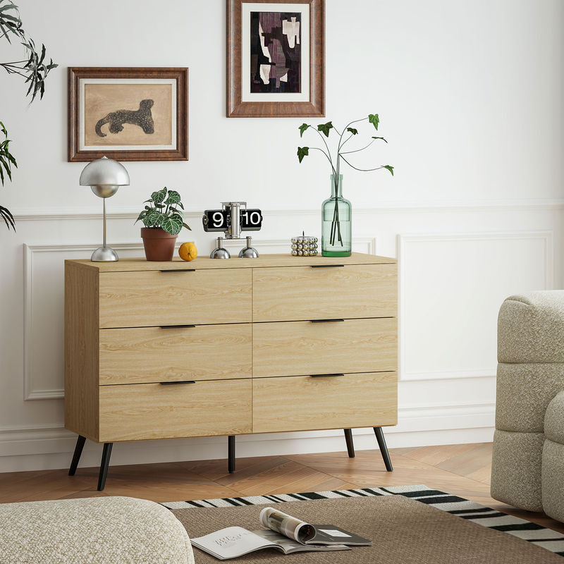 HOMCOM Kommode mit 6 Schubladen in Holzoptik, modernes Design mit Kippsicherung, B/T/H: 110 x 40 x 75 cm - Bild 2