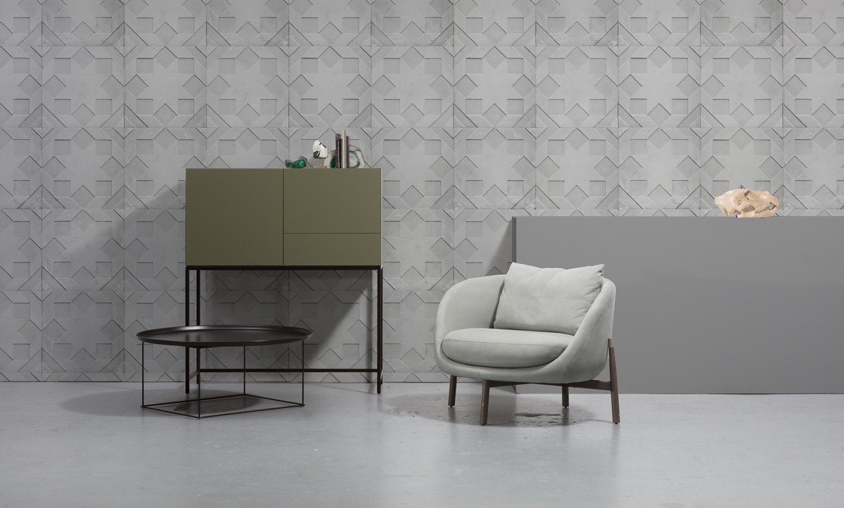 NLXL Tapete Moulded Star NDE-02 in Grau mit abstraktem Design aus Vlies - Bild 1