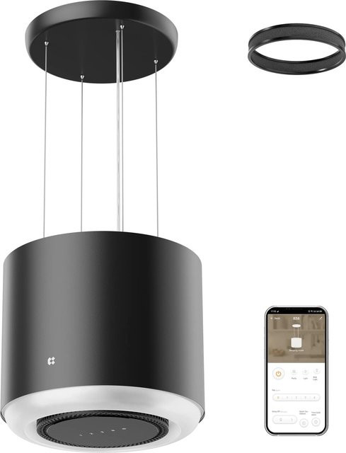 CIARRA Inselhaube VM4838B Dunstabzugshaube in Schwarz mit WIFI App-Steuerung, Touch-Bedienung, 550 m³/h und A+ Energieeffizienz - Bild 1